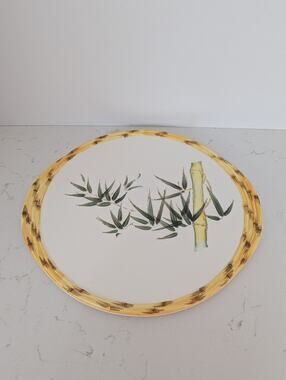 Shafford Original 1980 Vtg Bamboo Pattern Ceramic Cake Plate